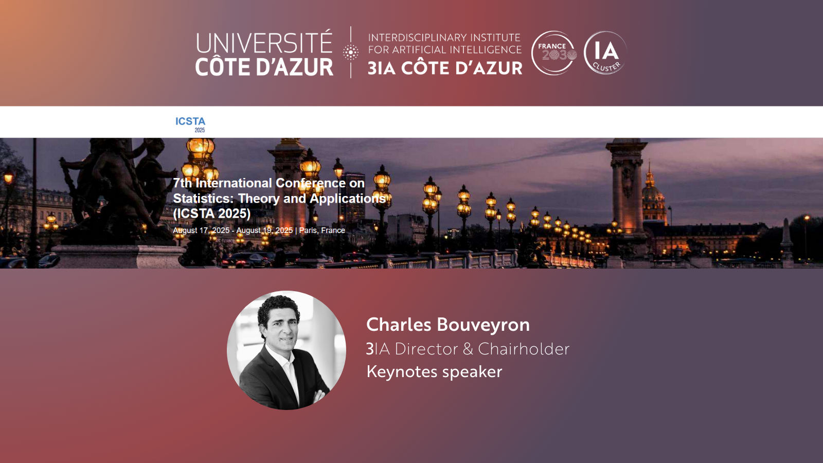 Charles Bouveyron keynote speaker at ICSTA 2025