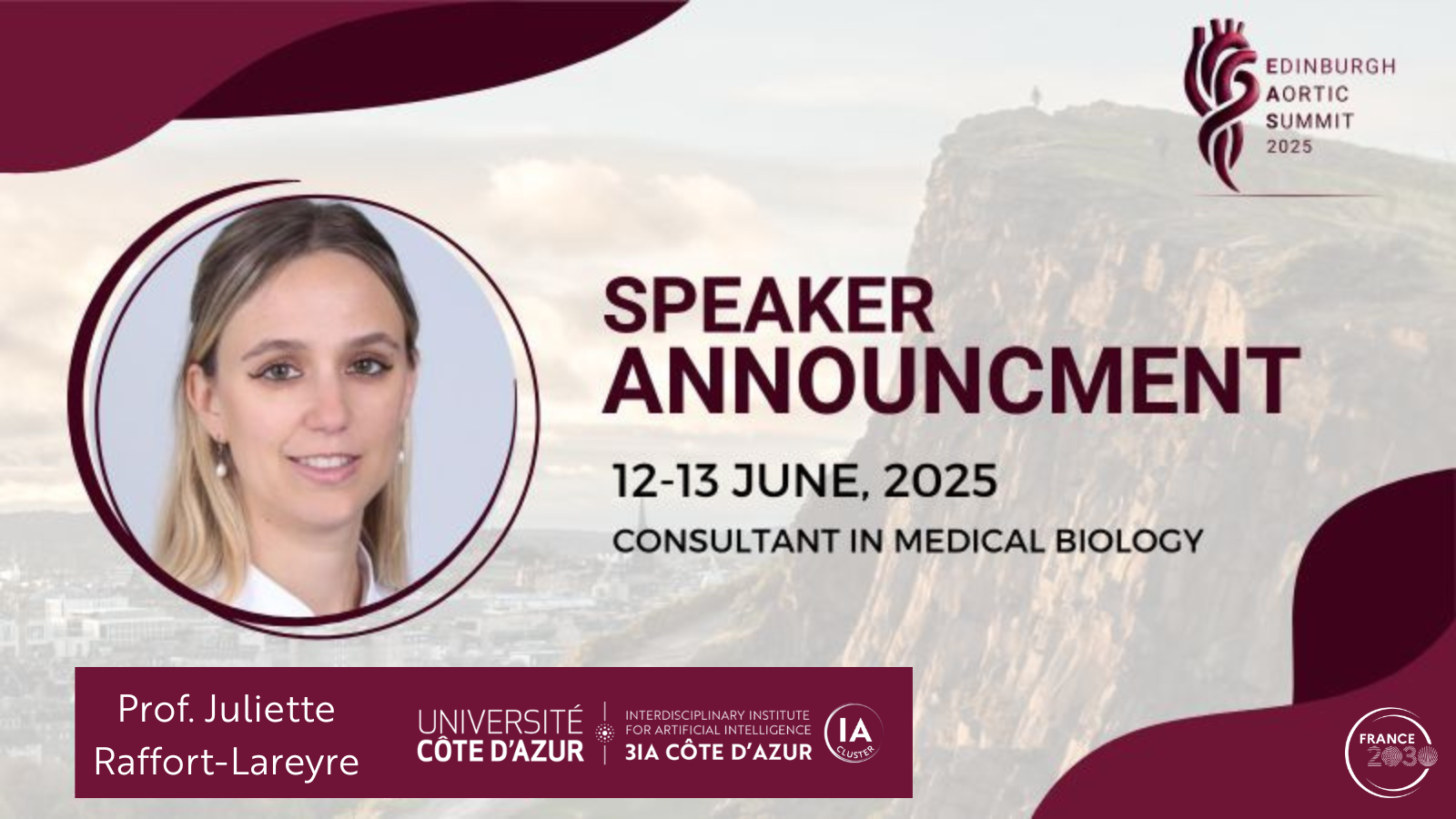 Juliette Raffort-Lareyre invited speakers at Edinburgh Aortic Summit 2025