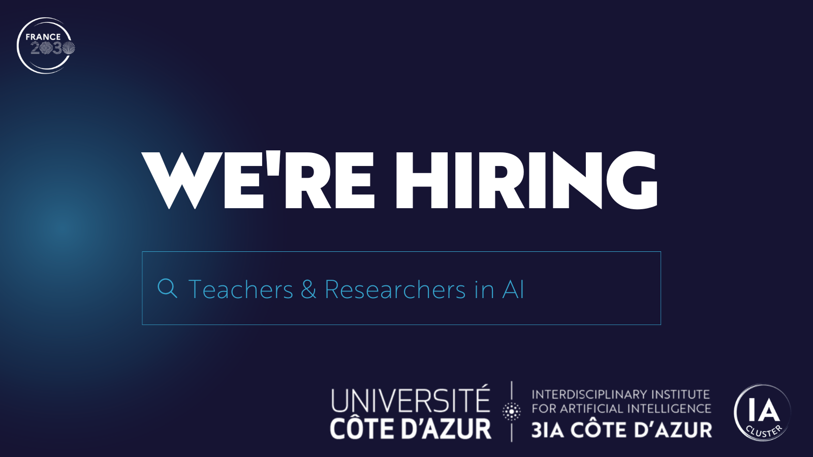 Open position at 3IA Côte d'Azur: Teachers & Researchers in AI