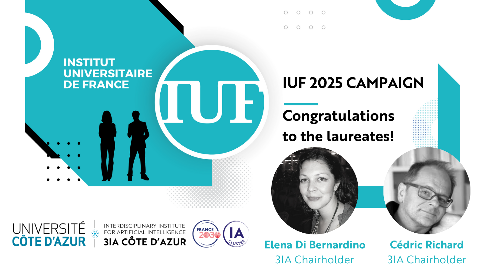 Elena Di Bernardino and Cédric Richard IUF laureates 2025