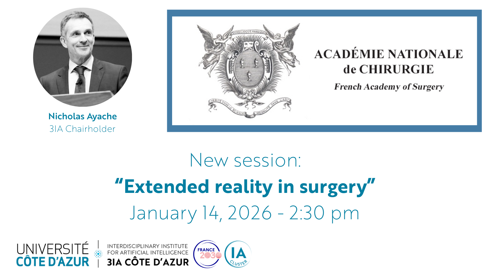 Nicholas Ayache main speaker at the new French Academy of Surgery session