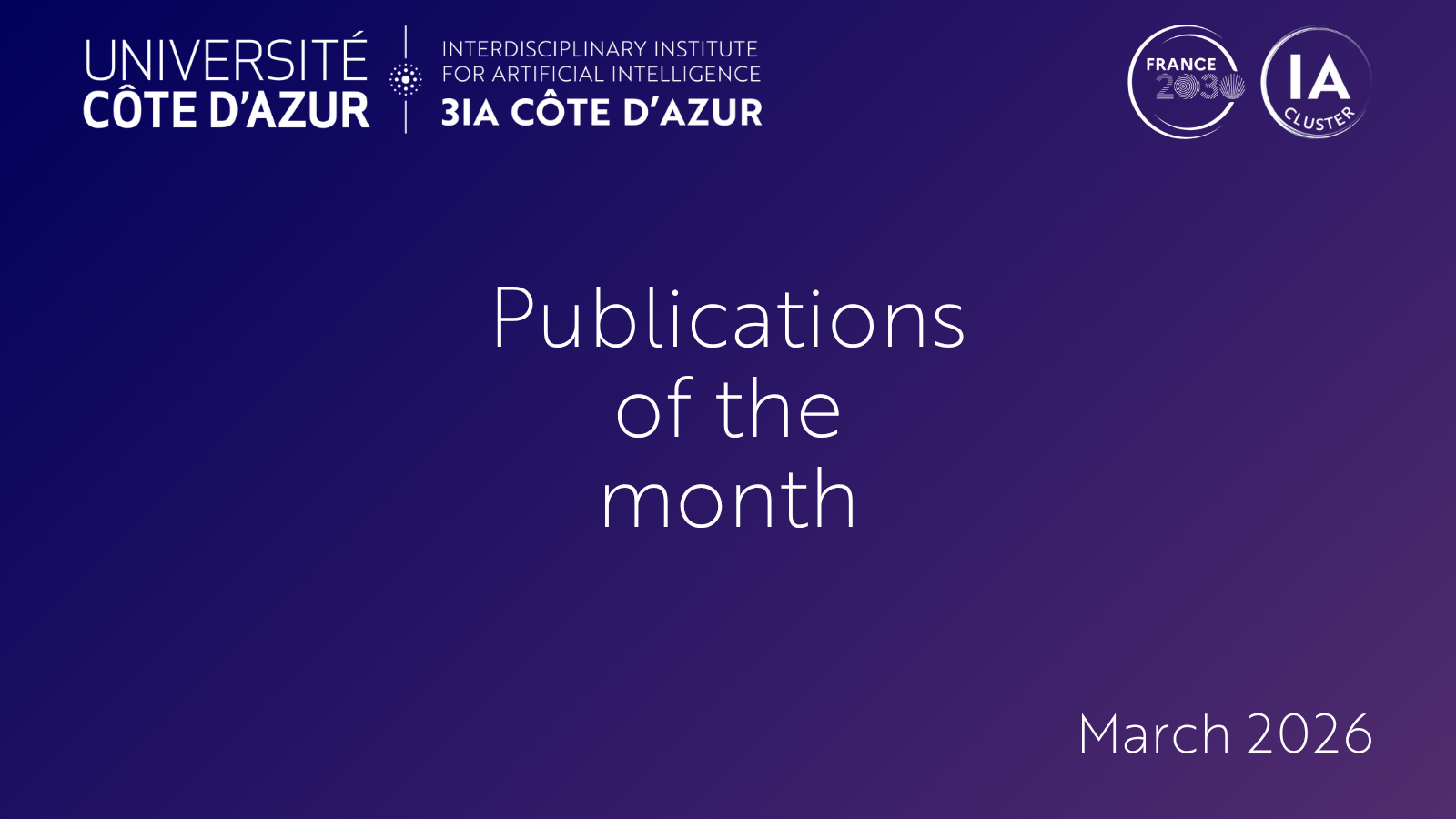 3IA Côte d'Azur researchers March 2026 publications