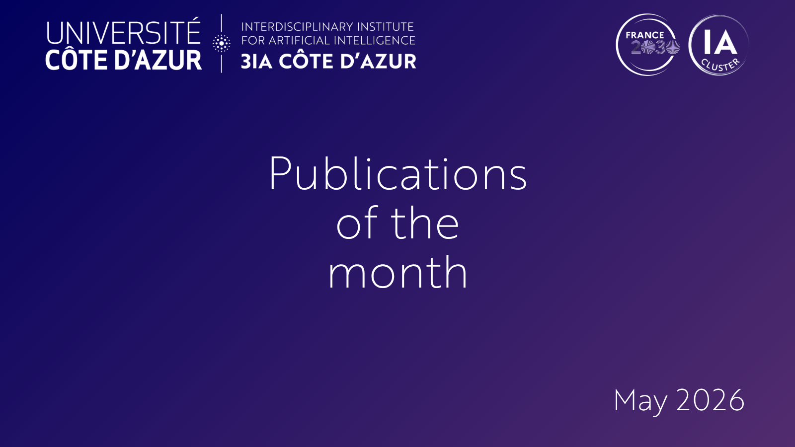 AI Cluster 3IA Côte d'Azur's publications of May 2026