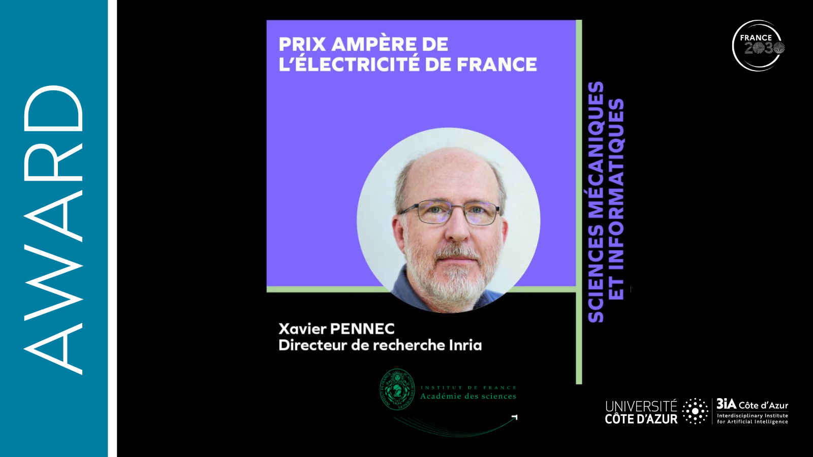 Xavier Pennec, 3IA Chairholder, Prix Ampère de l'électricité de France 2024